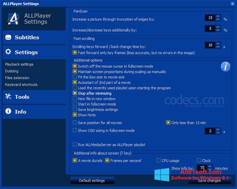 Captură de ecran ALLPlayer pentru Windows 8.1