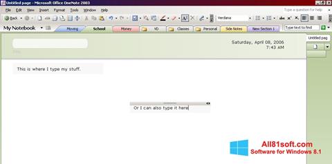 Captură de ecran Microsoft OneNote pentru Windows 8.1