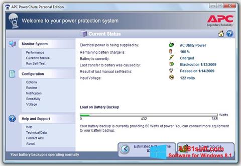 Captură de ecran PowerChute Personal Edition pentru Windows 8.1