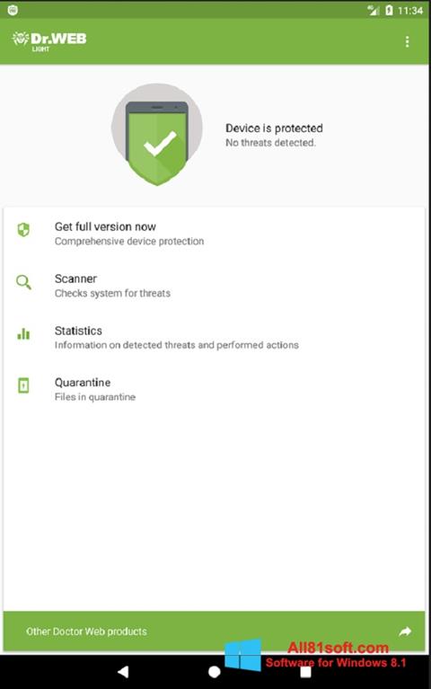 Captură de ecran Dr.Web Light pentru Windows 8.1