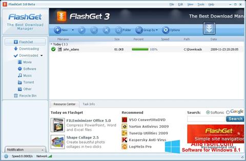 Captură de ecran FlashGet pentru Windows 8.1