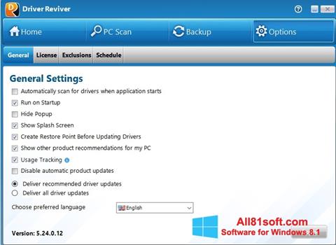 Captură de ecran Driver Reviver pentru Windows 8.1