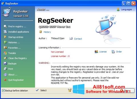 Captură de ecran RegSeeker pentru Windows 8.1