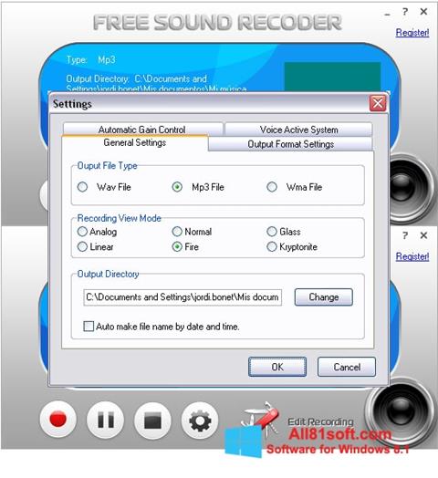 Captură de ecran Free Sound Recorder pentru Windows 8.1