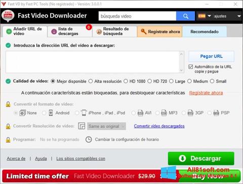 Captură de ecran Fast Video Downloader pentru Windows 8.1