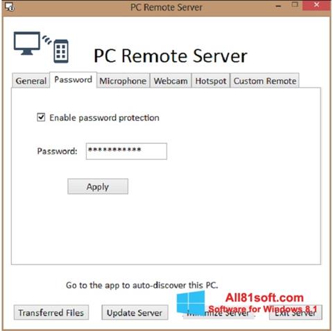 Captură de ecran PC Remote Server pentru Windows 8.1