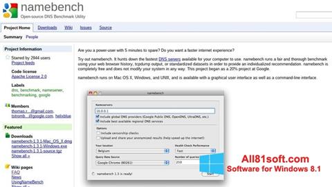 Captură de ecran NameBench pentru Windows 8.1