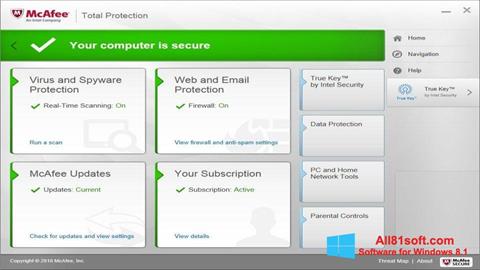 Captură de ecran McAfee Total Protection pentru Windows 8.1