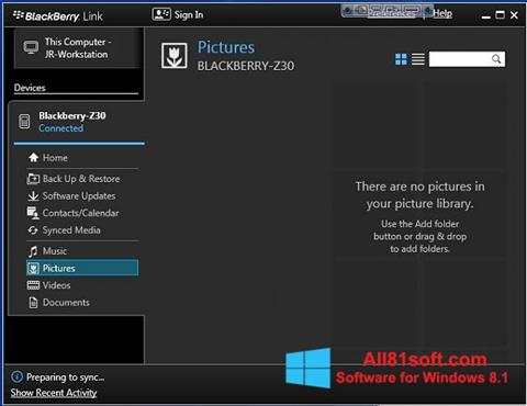 Captură de ecran BlackBerry Link pentru Windows 8.1