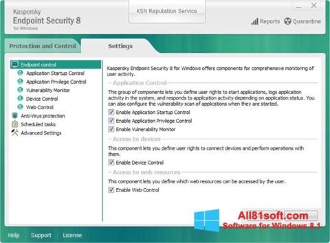 Captură de ecran Kaspersky Endpoint Security pentru Windows 8.1