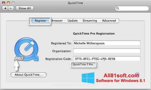Captură de ecran QuickTime Pro pentru Windows 8.1