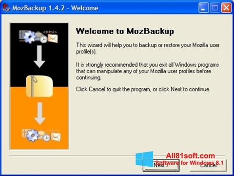 Captură de ecran MozBackup pentru Windows 8.1