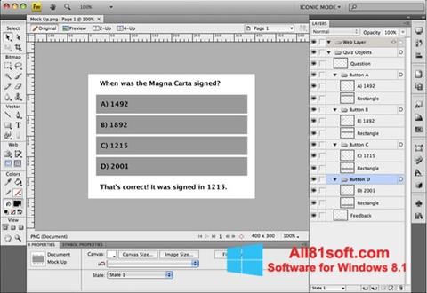 Captură de ecran Adobe Fireworks pentru Windows 8.1