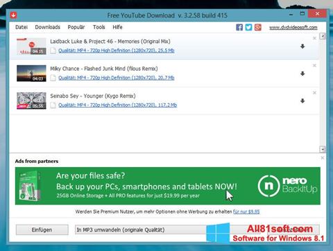 Captură de ecran Free YouTube Download pentru Windows 8.1