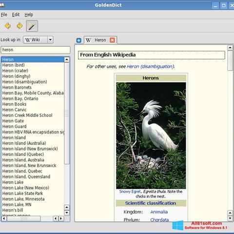 Captură de ecran GoldenDict pentru Windows 8.1