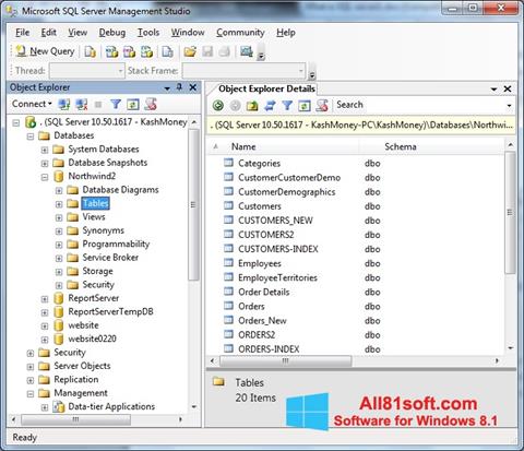 Captură de ecran Microsoft SQL Server pentru Windows 8.1
