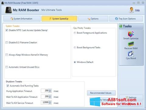 Captură de ecran Mz RAM Booster pentru Windows 8.1