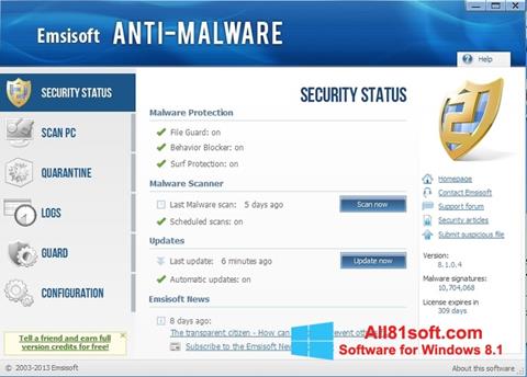 Captură de ecran Emsisoft Anti-Malware pentru Windows 8.1