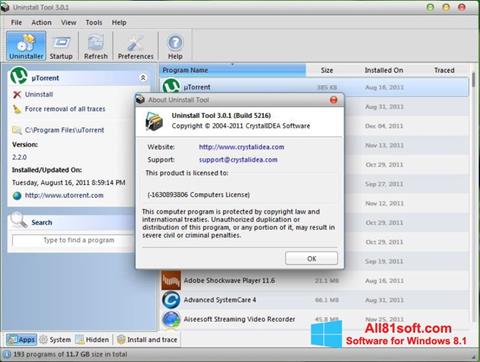 Captură de ecran Uninstall Tool pentru Windows 8.1