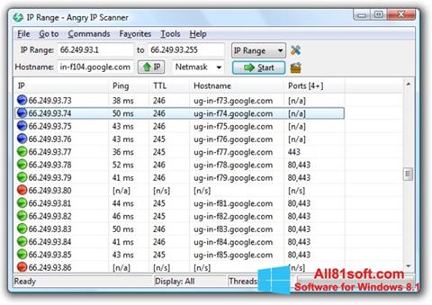 Captură de ecran Angry IP Scanner pentru Windows 8.1