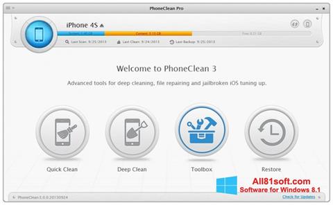 Captură de ecran PhoneClean pentru Windows 8.1