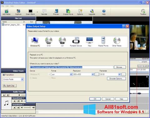 Captură de ecran VideoPad Video Editor pentru Windows 8.1