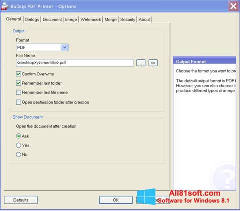 Captură de ecran BullZip PDF Printer pentru Windows 8.1