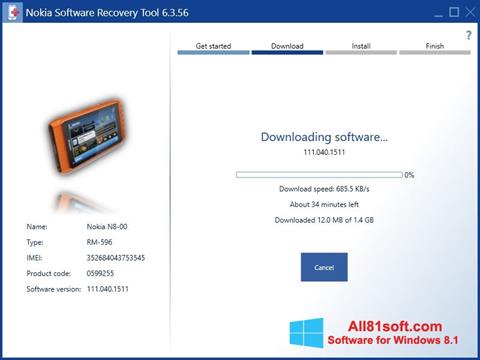 Captură de ecran Nokia Software Recovery Tool pentru Windows 8.1