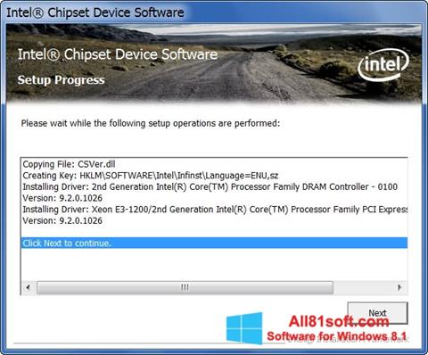 Captură de ecran Intel Chipset Device Software pentru Windows 8.1
