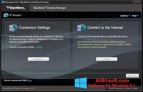 Captură de ecran BlackBerry Desktop Manager pentru Windows 8.1