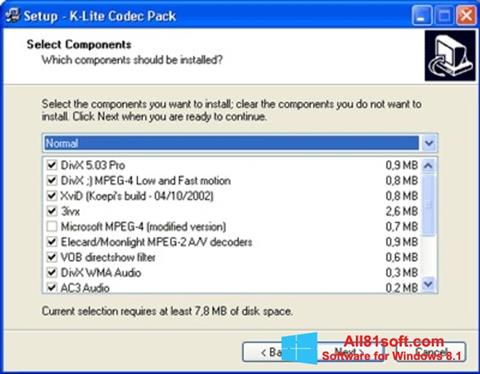 Captură de ecran K-Lite Mega Codec Pack pentru Windows 8.1