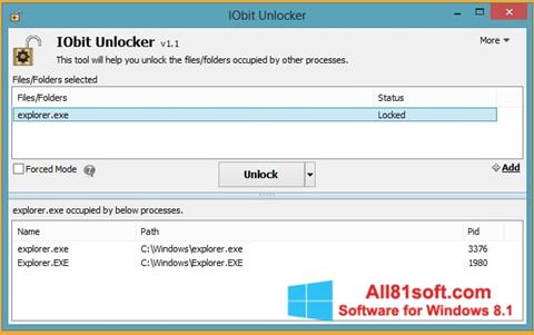 Captură de ecran IObit Unlocker pentru Windows 8.1
