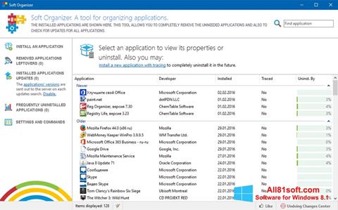 Captură de ecran Soft Organizer pentru Windows 8.1