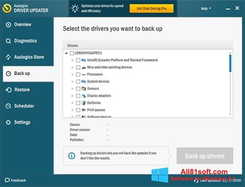 Captură de ecran Auslogics Driver Updater pentru Windows 8.1