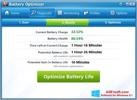Captură de ecran Battery Optimizer pentru Windows 8.1