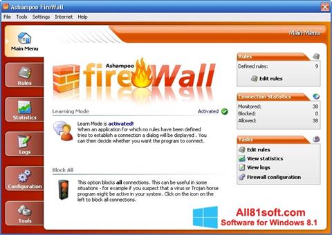Captură de ecran Ashampoo Firewall pentru Windows 8.1