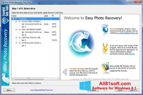 Captură de ecran Easy Photo Recovery pentru Windows 8.1