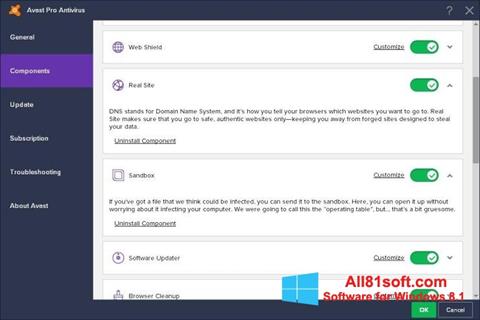 Captură de ecran Avast! Pro Antivirus pentru Windows 8.1