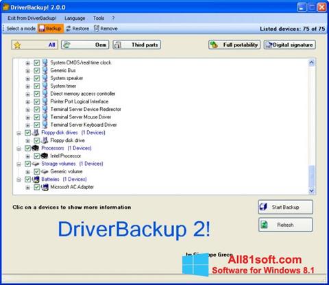 Captură de ecran Driver Backup pentru Windows 8.1