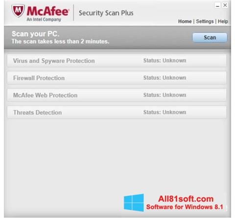 Captură de ecran McAfee Security Scan Plus pentru Windows 8.1