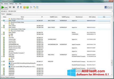 Captură de ecran Advanced IP Scanner pentru Windows 8.1