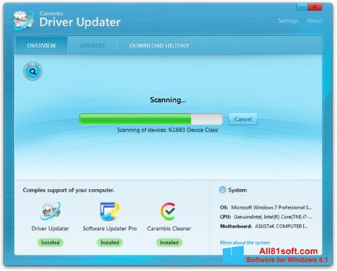 Captură de ecran Carambis Driver Updater pentru Windows 8.1