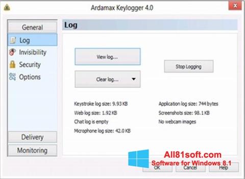 Captură de ecran Ardamax Keylogger pentru Windows 8.1